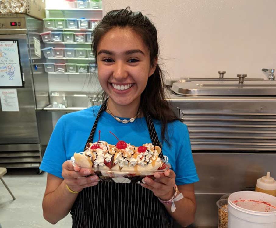 One of our staff presenting a amazing ice cream treat