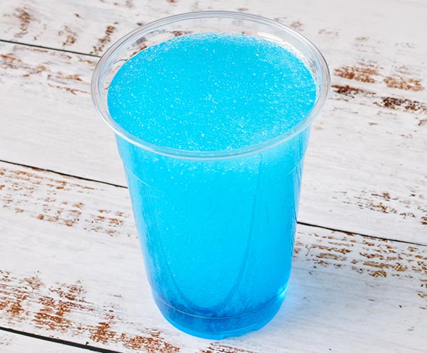 a blue shaved ice shake