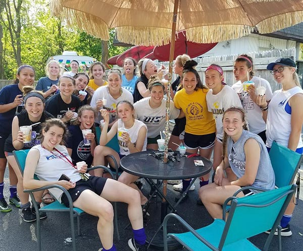 Wauconda high school girls sports team enjoying shaved ice and ice cream outside our wacuonda location